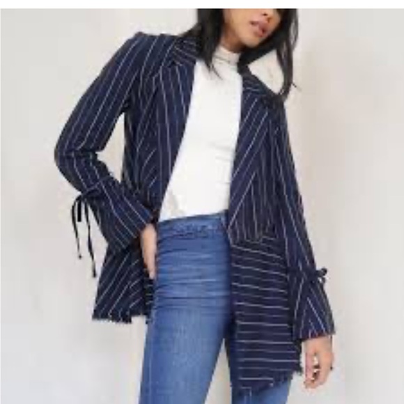 Free People Stella Blue Striped Blazer - Picture 1 of 10